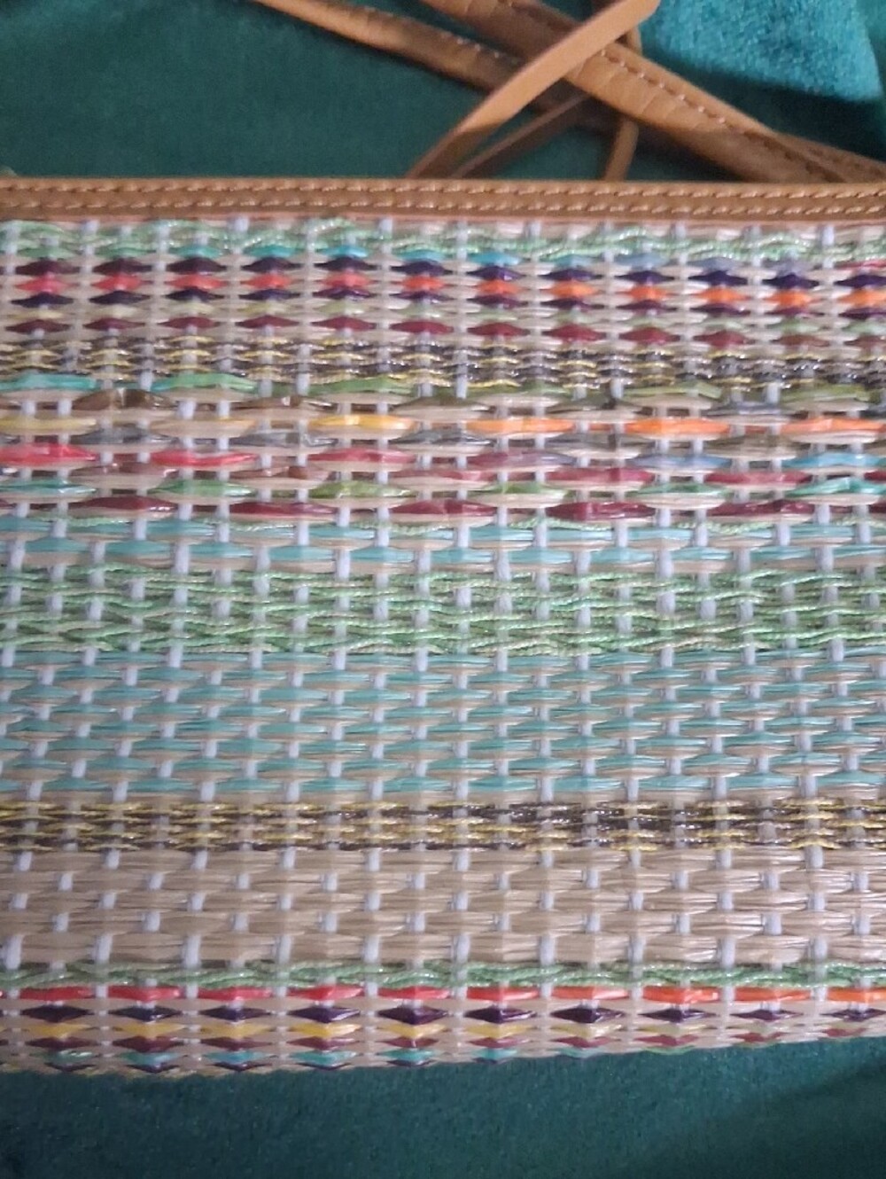 HOBO Multicolor Woven Crossbody with Tan Leather Strap - Picture 6 of 7